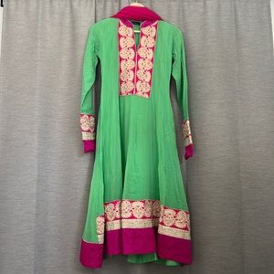 Mint and hot pink Anarkali Indian Bollywood dress